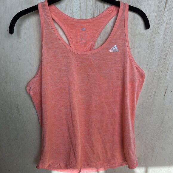 Adidas Womens Size Large Pullover Tank Top Shirt Racerback Cut Out Back Orange - Picture 1 of 6